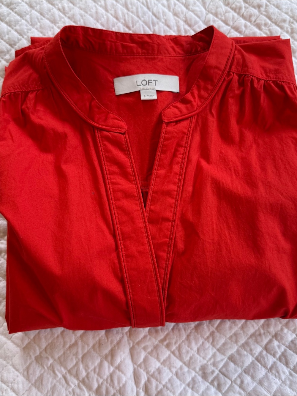 LOFT Bright Red Button-Up Dress - Picture 14 of 14